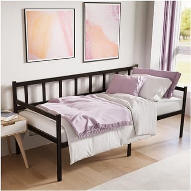 Dreamzie Divano Letto Singolo 90x190 cm, con Altezza di 35 cm - Divano Letto in Metallo Nero per le Materasso 90x190 cm