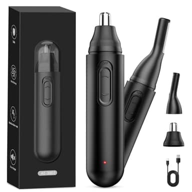 Tagliapeli Naso e Orecchie rasoio naso uomo - tagliacapelli professionale Indolore per naso e orecchie e Sopracciglia e Viso, IPX7 Impermeabile, Adatto a Uomini e Donne Ricaricabile USB Nero