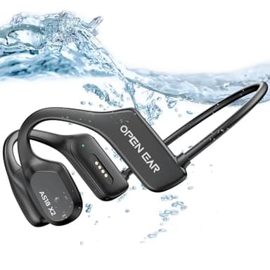 QYGCKJ Cuffie A Conduzione Ossea Per Nuoto, Cuffie Auricolari Aperte Impermeabili IP68, Cuffie Sportive Bluetooth Wireless Con Lettore MP3 Integrato Memoria 16G Per Corsa, Ciclismo, Palestra