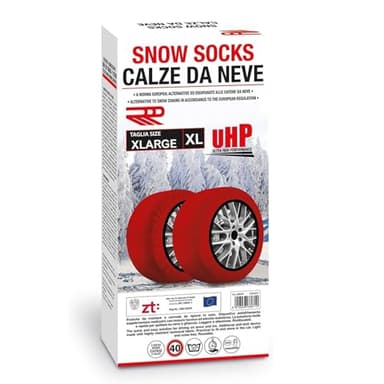 W-Parts Arctic Socks - Coppia di Calze da Neve Bottari Revo - Catene da Neve - OMOLOGATE in Italia ed Europa (Taglia L) - con Coppia Guanti di plastica Lunghi - Facili da Montare - Veloci da Montare