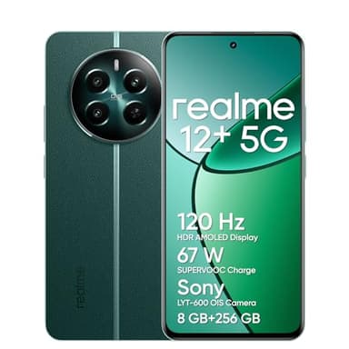 realme 12+ 5G Smartphone 8+256 GB con NFC, Fotocamera Sony LYT-600 OIS, Chipset Dimensity 7050 5G, Display AMOLED da 120 Hz, Smart Touch antipioggia, SUPERVOOC da 67 W, Pioneer Green(con adattatore)