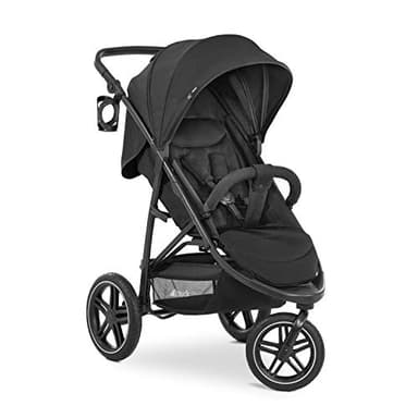 Hauck Passeggino Tre Ruote Rapid 3R Cappotta Parasole XL UPF 50 +, 25 kg Portata, Pieghevole Veloce Compatto, Altezza Regolabile, Posizione Nanna, Grandi Ruote All Terrain, Portabibite, Nero