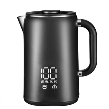 Lehmann Bollitore in acciaio inox con mantenimento della temperatura, 1,7 litri, controllo della temperatura 45-100 ℃, bollitore in acciaio inox con termostato e display touch, anti-impronte, senza