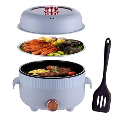 Pentola elettrica RHD da 2,2L con vaporizzatore, padella portatile antiaderente, fornello da viaggio portatile per arrosto/amen/fonduta/zuppa per dormitorio/campeggio, controllo a doppia potenza