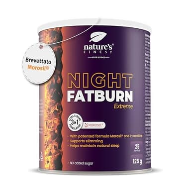 Nature's Finest by Nutrisslim Night Fatburn Extreme - Integratori per Dimagrire Velocemente con Morosil, L-Carnitina, Estratto di Valeriana e di Vino Rosso - Brucia Grassi Naturale Pancia Piatta