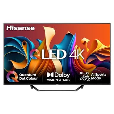 Hisense TV 43" QLED 4K 43A72NQ, Smart TV VIDAA U7, Dolby Vision, HDR 10+, Game Mode Plus, Dolby Atmos, Alexa Built-in, VIDAA Voice, Tuner DVB-T2/S2 HEVC 10, lativù 4K