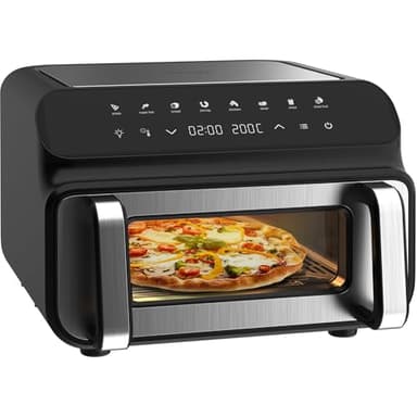 iceagle Griglia e Friggitrice ad Aria 10 Litri – 2000W Friggitrice Aria XXL Doppia resistenza In Su e Giù | Air Fryer con display digitale, 8 programmi, Finestra visibile, Ricette