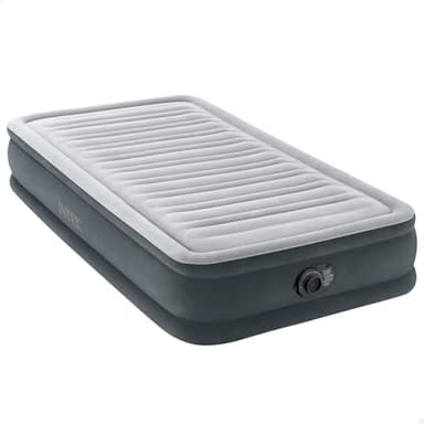 Intex 67766 Materasso Classic Casa Singolo Dura Beam Tecnologia Fiber-Tech con Pompa, Tinta Unita, Grigio, 100 x 190 x 46 cm