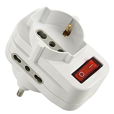 Electraline 71033 Adattatore Multipresa Tripla con Interruttore, Spina Rotante, Bianco