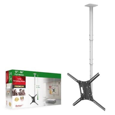 Barkan Supporto da soffitto per TV da 13 a 75 pollici, 4500 l, con 3 movimenti piatti e curvi, supporta fino a 43 kg, estremamente estensibile, lunghezza 160 cm, adatto per LED OLED LCD