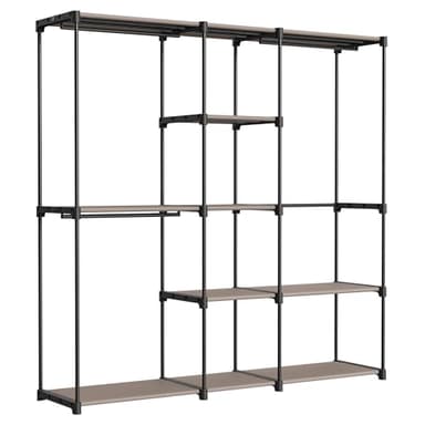 SONGMICS Armadio, Guardaroba Autoportante, con Barre Appendiabiti, Portabiti Ripiani in Tessuto, Struttura in Metallo, 182 x 43 x 182 cm, Talpa RYG037R02