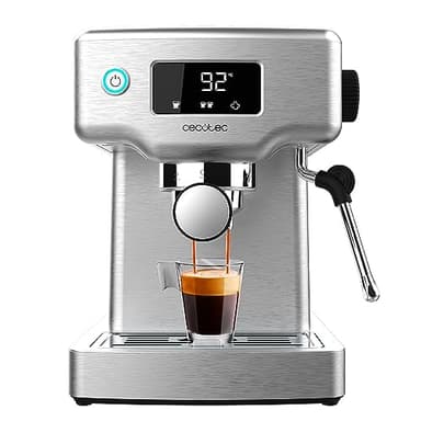 Cecotec Macchina da Caffè Espresso Power Espresso 20 Barista Compact 1465 W, Thermoblock, 20 bar, vaporizzatore, 2 tazze di caffè, serbatoio dell'acqua rimovibile da 1,8 litri, vassoio riscaldante