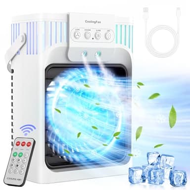 XTTANK 1200ml Condizionatore Portatile con Telecomando, 5 in 1 Raffreddatore d'aria, 3 Velocità, 3 Modalità di Nebulizzazione, Luce a 7 Colori, Timer 2-8 Ore, Mini Climatizzatore per Casa/Ufficio