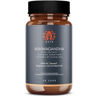 Ashwagandha KSM-66 + Sensoril (15-20% Withanolidi) Adattogeno e Nootropico per Sonno Profondo, Benessere, Energia, Concentrazione e Integratore Riduttore di Cortisolo | Fornitura di 2 Mesi