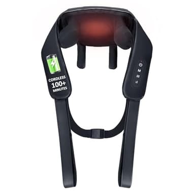 KNQZE Massaggiatore Cervicale Shiatsu Collo e Spalle con Riscaldante, Cuscino Massaggio Elettrico 4D Livello Esperti per Collo e Schiena, Allevia il Dolore Muscolare al Collo, Schiena, lombare, Piedi