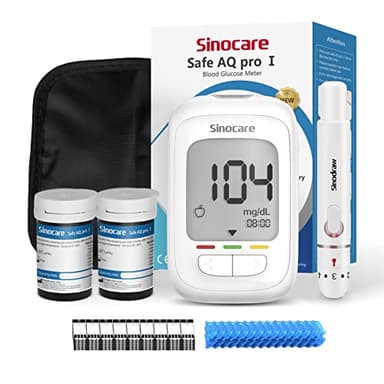 Sinocare Misuratore Glicemia, Glucometro con 50 Strisce Glicemia e 50 Lancette, Elettrodo d'argento più Preciso, Risultati in mg/dL