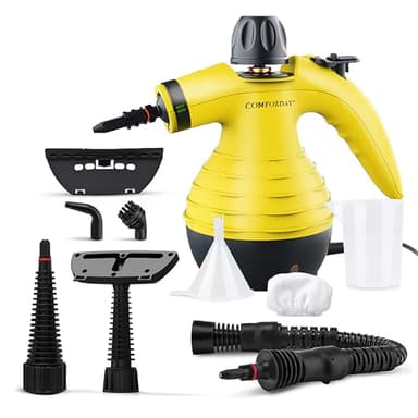 Comforday Pistola a Vapore in Alluminio 9 Accessori per Rimuovere le Macchi da Pavimena, Moquette, Tende, Seggiolini Auto, Cucina, Cimici, Bagni e Altro