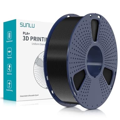 SUNLU PLA Plus filamento per stampante 3D, Filamento PLA+ 1.75mm, Filamento ad alta resistenza compatibile con stampanti 3D FDM, Precisione dimensionale +/- 0.02 mm, Bobina da 1kg (2.2LBS), Nero