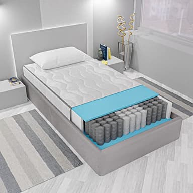 Materasso 80x190 cm 800 Molle indipendenti insacchettate alto 22 cm - 3 cm Memory Foam Ortopedico Medio Rigido, Zone differenziate Antibatterico Traspirante