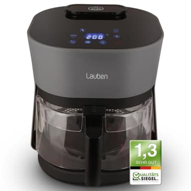 Lauben Glass&Steam - Friggitrice ad aria calda 4500BG Air Fryer con cestello in vetro, funzione vapore, 8 programmi, regolazione manuale dell'ora e della temperatura, cestello lavabile in