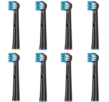 Rebeool Testine compatibile con Braun Oral B Vitality Pro, Smart 4 4500, Pro 3 3500, Vitality 100, Genius X, 8 Pezz Ricambi Testine per Oral B Spazzolino Elettrico, Nere