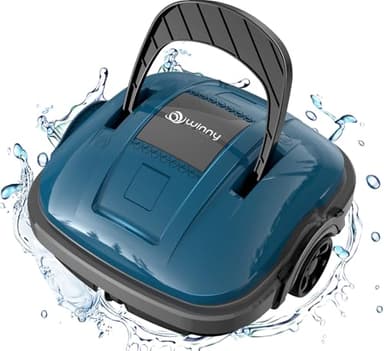 WINNY POOL CLEANER Robot Piscina, Aspirapolvere Piscine con 100 Minuti Pulizia Potente, Doble Motore, Batteria da 5200 mAh, Pulitore per Piscine Fuori Terra e Interrate con Fondo Piatto Fino a 80㎡
