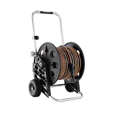 Claber Kit Pronto 30, Carrello avvolgitubo Manuale da Giardino in plastica e Alluminio con Tubo e Lancia