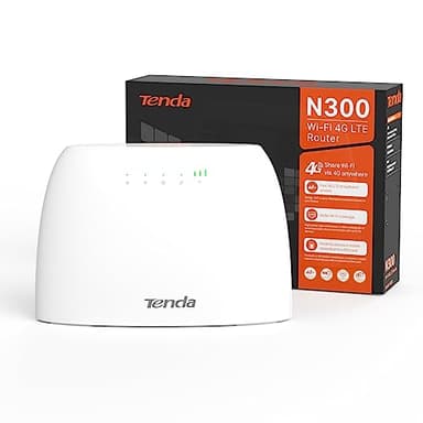 Tenda 4G03 Router 4G LTE Cat4 Wireless N300Mbps, Router WiFi con Sim, Porta LAN/WAN, Modem 4G Sim, Senza Configurazione, Antenne Interne, Plug&Play, Collega fino a 32 Dispositivi Contemporaneamente