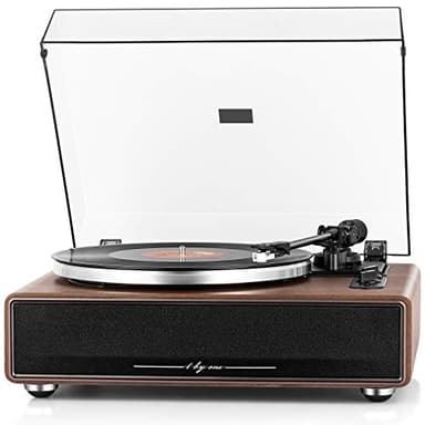 1 BY ONE Giradischi Vinili, Giradischi a Cinghia e Hi-Fi con Altoparlanti Incorporati, Giradischi con Cartuccia Magnetica, Altoparlanti Bluetooth, Funzione Aux-In e Auto-Off