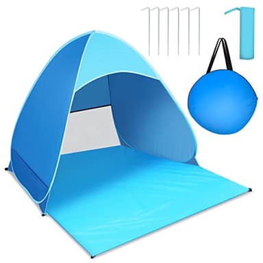 JOPHEK Tenda da Spiaggia, Tenda da Campeggio Spiaggia Pop-up, UPF 50+Tenda Portatile per 1-3 Persone, per Vacanza in Spiaggia Campeggio Viaggi - Blue(165 * 150 * 110) cm