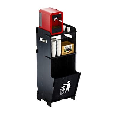 Cemab Mobiletto per macchina da caffè con cestino, in legno. Ideale per uffici, negozi, sale d'attesa, B&B (nero)