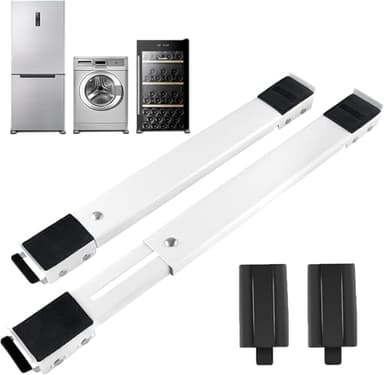 Mf ArtShop Carrello Lavatrice con Ruote, Supporto Asciugatrice, Rullo per Mobili, Frigorifero, Divano, Carichi Pesanti fino a 300kg, Lunghezza Regolabile 45x75 cm