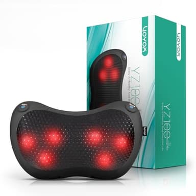 VOYOR-HEALTH Cuscino Massaggiante Schiena Collo Massaggiatore Elettrico con Surriscaldamento Protezione Tessuti Profondi Sollievo Massaggio per a Casa, Ufficio, Auto (Nero)