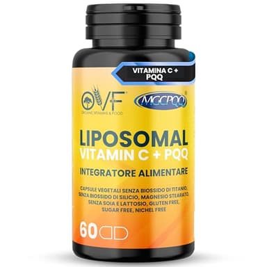 OVF Vitamina C Liposomiale 1000mg Vegana | La migliore formula di Vitamina C 1000mg naturale con l'aggiunta di PQQ per massimizzare l'assorbimento | 60 capsule Made in Italy