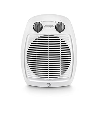 De'Longhi Hva 3220 Termoventilatore Verticale, Silenzioso, 2 Manopole, 2 Potenze, Protezione Antigoccia, Termostato, Maniglia, Protezione Antigelo, Doppio Isolamento, Piccole Dimensioni, Bianco