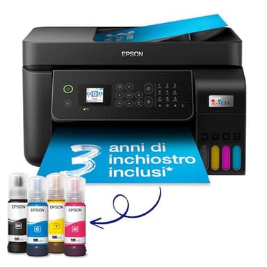 Epson EcoTank ET-4800 Stampante multifunzione A4, Serbatoi Ricaricabili Alta Capacità, set flaconi inclusi pari a 4500pag B/N 7500pag Colore, display LDC 3.7cm