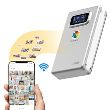 iDiskk PhotoNAS - Hard disk esterno wireless da 1 TB per eseguire il backup e condividere foto e video, backup automatico e accesso remoto, sincronizzazione dati in tempo reale per iPhone, iPad, PC,