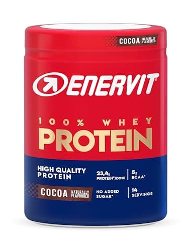 Enervit, 100% Whey Protein, Gusto Cacao, ideale dopo l'Allenamento, Ricco di Vitamina B6, con Proteine dal Siero del Latte, Senza Zuccheri Aggiunti, Barattolo da 420 Grammi