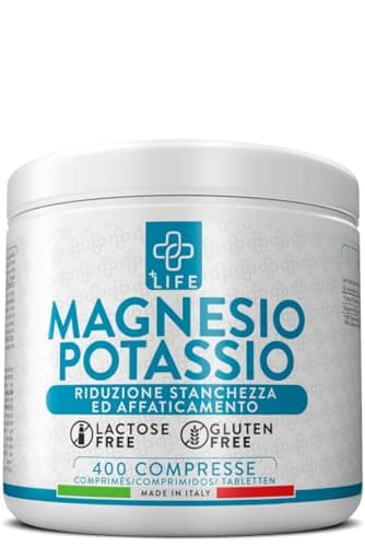 Magnesio E Potassio Compresse 400 PiuLife® Integratori Stanchezza, Sali Minerali Integratori Sport Energia Integratore Muscoli, Sistema Nervoso, Equilibrio Elettroliti, Potassio Citrato E Magnesio