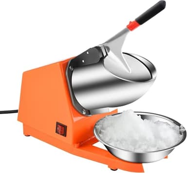 Tritaghiaccio Elettrico 300W,Tritaghiaccio a Doppia Lama,Tritaghiaccio Elettrico Professionale con Ciotola in Acciaio Inossidabile,Acciaio Inossidabile,per Bar e Ristoranti(Arancia)