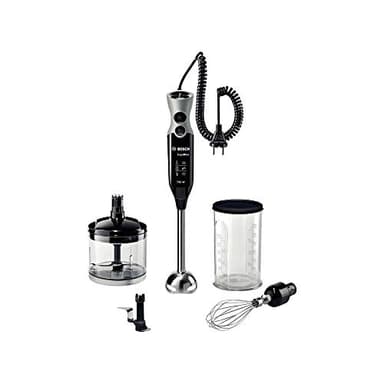 Bosch ErgoMixx Hand Blender - Frullatore a Immersione Portatile, 750 W, 12 Velocità, Lama a 4 Ali, Bicchiere Graduato, Mini Tritatutto, Frusta e Lame Tritaghiaccio in Acciaio Inox