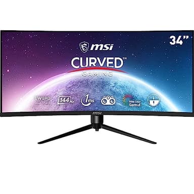 MSI Optix MAG342CQR Monitor Gaming Curvo 34" UWQHD (3440x1440), 144Hz, 1ms, Adaptive Sync, HDR Ready, Mystic Light, Stand regolabile in 4 direzioni - DP 1.4, HDMI 2.0