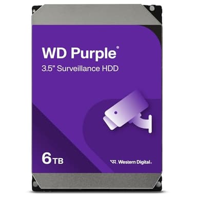 WD Purple 6TB per Videosorveglianza, Hard Disk interno da 3.5”, Tecnologia AllFrame, 180BT/anno, Cache da 256 MB, Garanzia 3 anni