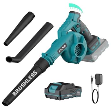 Soffiatore a Batteria, Soffiatore Elettrico 20V con Batteria e Caricabatterie, Soffiatore Foglie 165CFM con 6 Modalità di Velocità, Leggero per Prato, Patio, Soffiare Foglie e Polvere