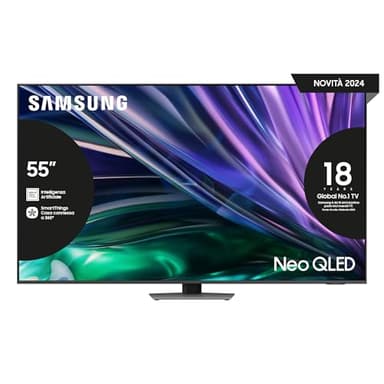 SAMSUNG TV QE55QN85DBTXZT Neo QLED 4K Mini LED, Smart TV 55" Processore NQ4 AI Gen2, Simple Chamfer, DVBT-2, Q-Symphony & Dolby Atmos, Integrato con Alexa, Carbon Silver 2024