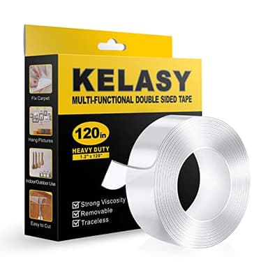 Kelasy Nastro Biadesivo Extra Forte per Impieghi Gravosi per Montaggio,Nastro Adesivo da PRarete per Poster Trasparente per la Decorazione (300cm x 3cm)
