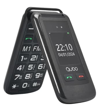 Qubo Telefono per anziani GSM, Cellulare per anziani, 2.4" Display, Volume alto,Funzione SOS, Supporto Dual SIM,Chiamata rapida, Radio FM, Torcia elettrica,Nero