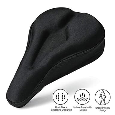 RIXOW Coprisella Bici Gel Morbido, Copri Sella Sellino Bici in Gel, Coprisella Cyclette con Cuscino Morbido per Bicicletta da Urbana Montagna MTB E-Bike Spinning, 28x18cm