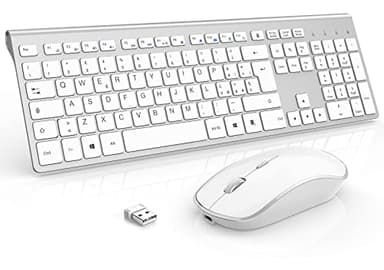 JOYACCESS Tastiera e Mouse Wireless Ricaricabile,Full Size Compatto Tastiera Mouse Wireless Costruito in 500mA Ricaricabile Batteria,2,4 GHz Tastiera WirelessLayout Italiano QWERTY per PC,Laptop
