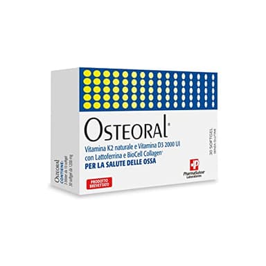 Osteoral® Integratore Alimentare per la Salute delle Ossa - A base di Vitamina K2 naturale e Vitamina D3 ad alto dosaggio, con Lattoferrina e BioCell Collagen® - Metabolismo Osseo - 30 softgel